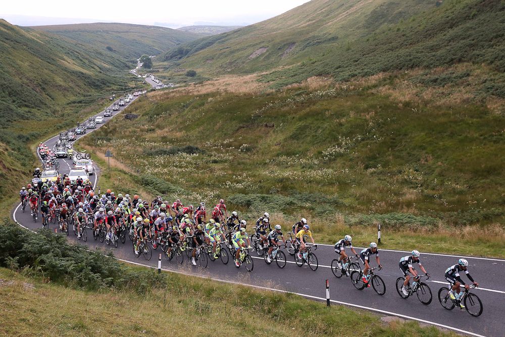 The peloton in action during stage 3 of the 2015 Tour of Britain.
