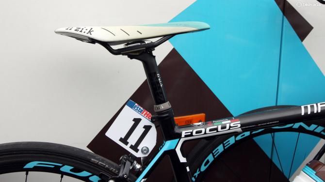 Interestingly, Domenico Pozzovivo (Ag2r-La Mondiale) runs his fi'zi:k Arione saddle with a slight upward tilt