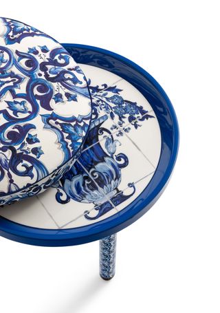 Blue table with cushion by Dolce Gabbana Casa
