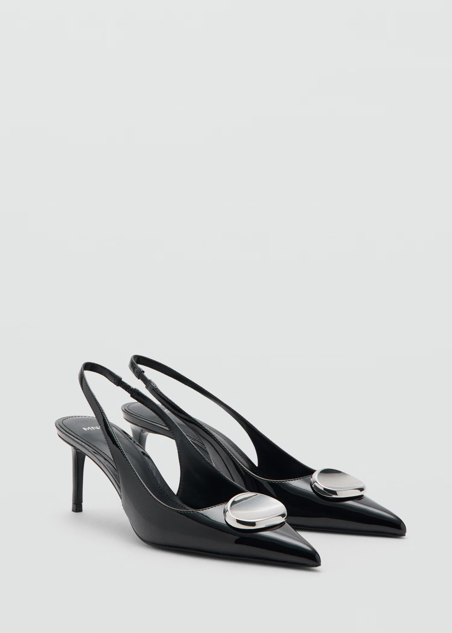 Mango, Patent Leather High-Heeled Shoes With Metal Detail
