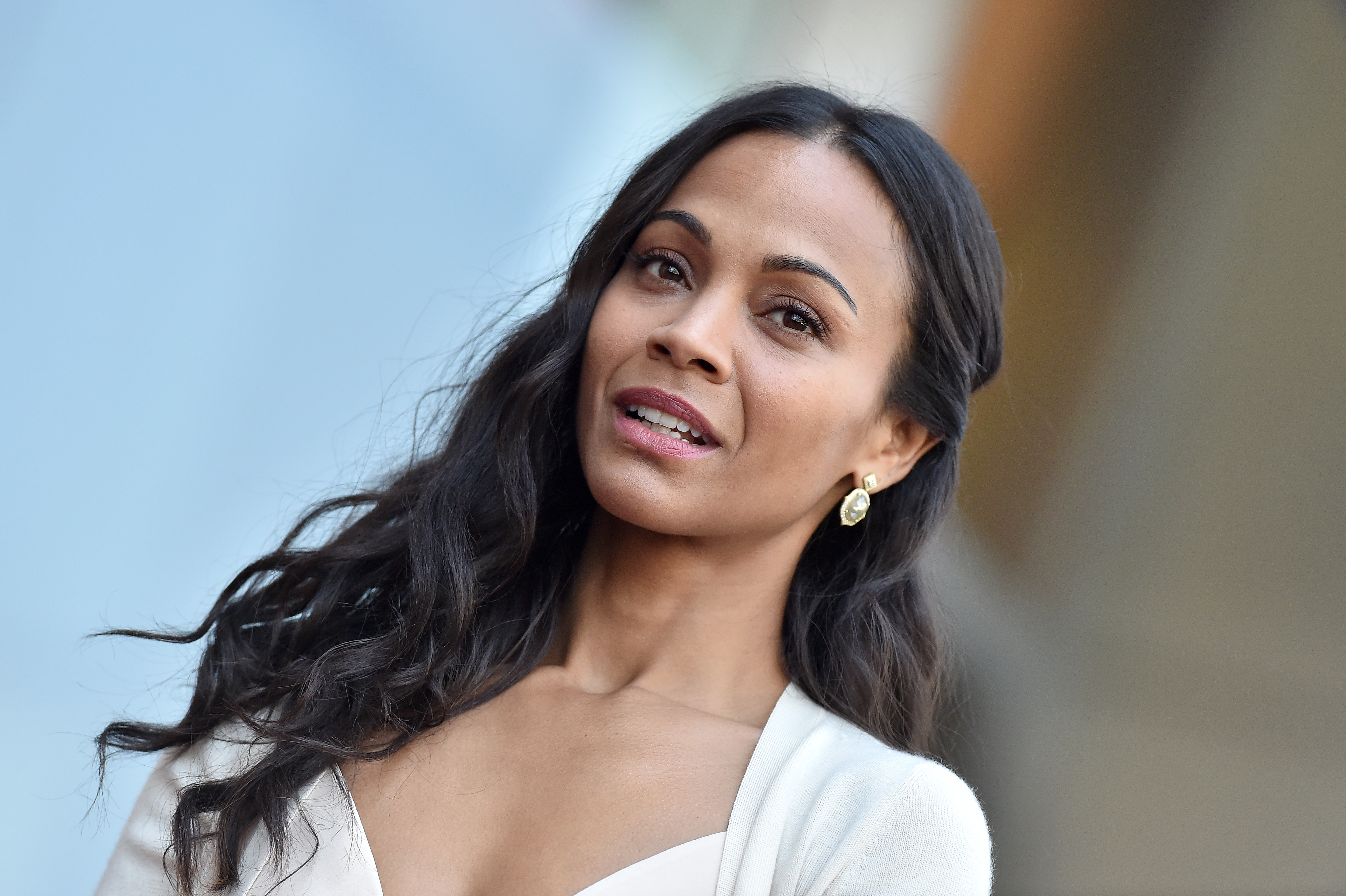 Zoe Salda&amp;ntilde;a attending an event