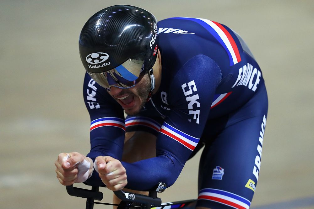 Clement Davy of France competes in the Men's Individual Pursuit Qualifying race