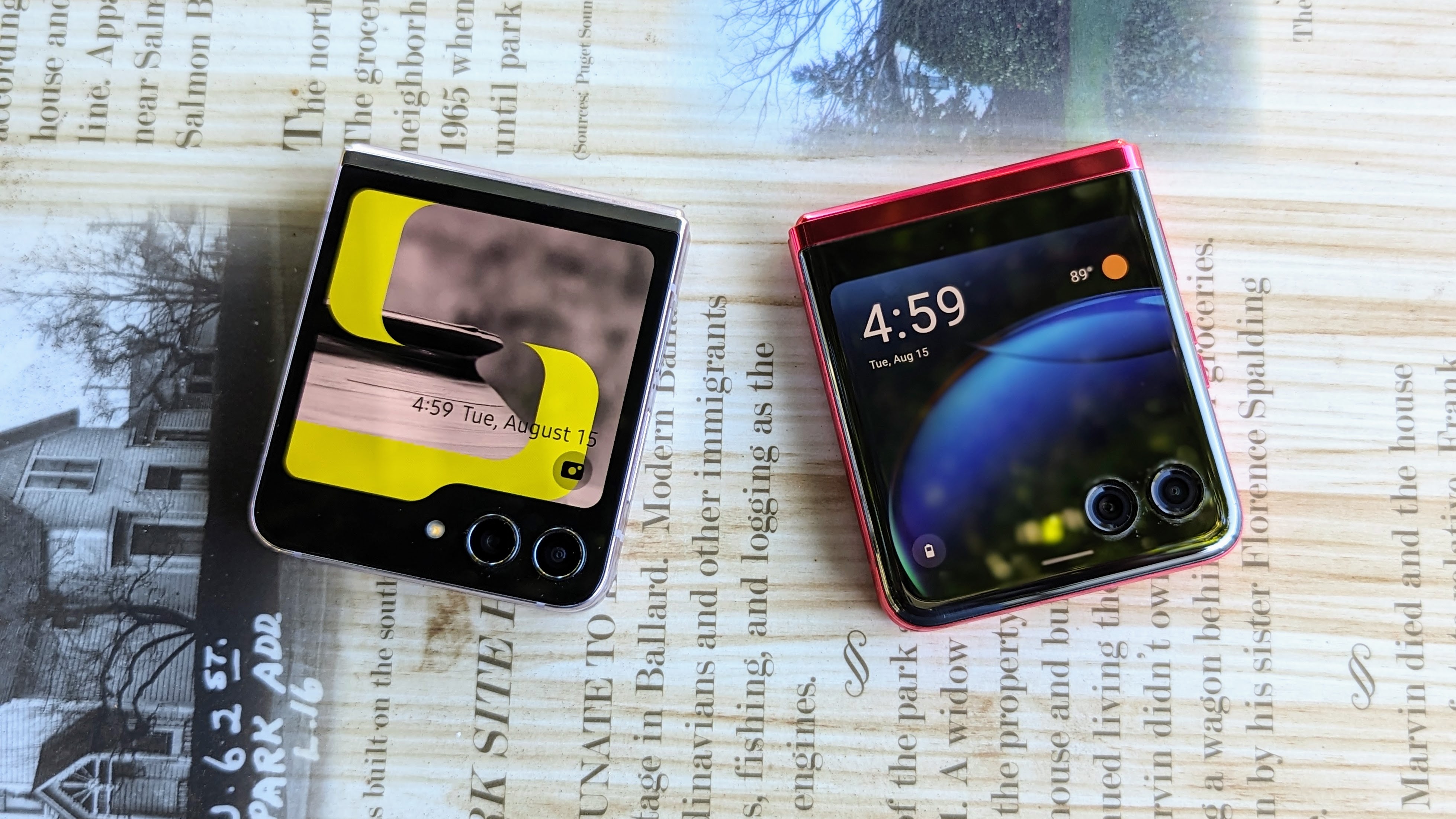 The Galaxy Z Flip 5 and Razr Plus cover screens