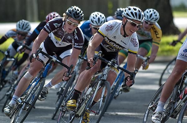 Michael Cupitt (Budget Forklifts) in the peloton during the stage six criterium in Rochester.