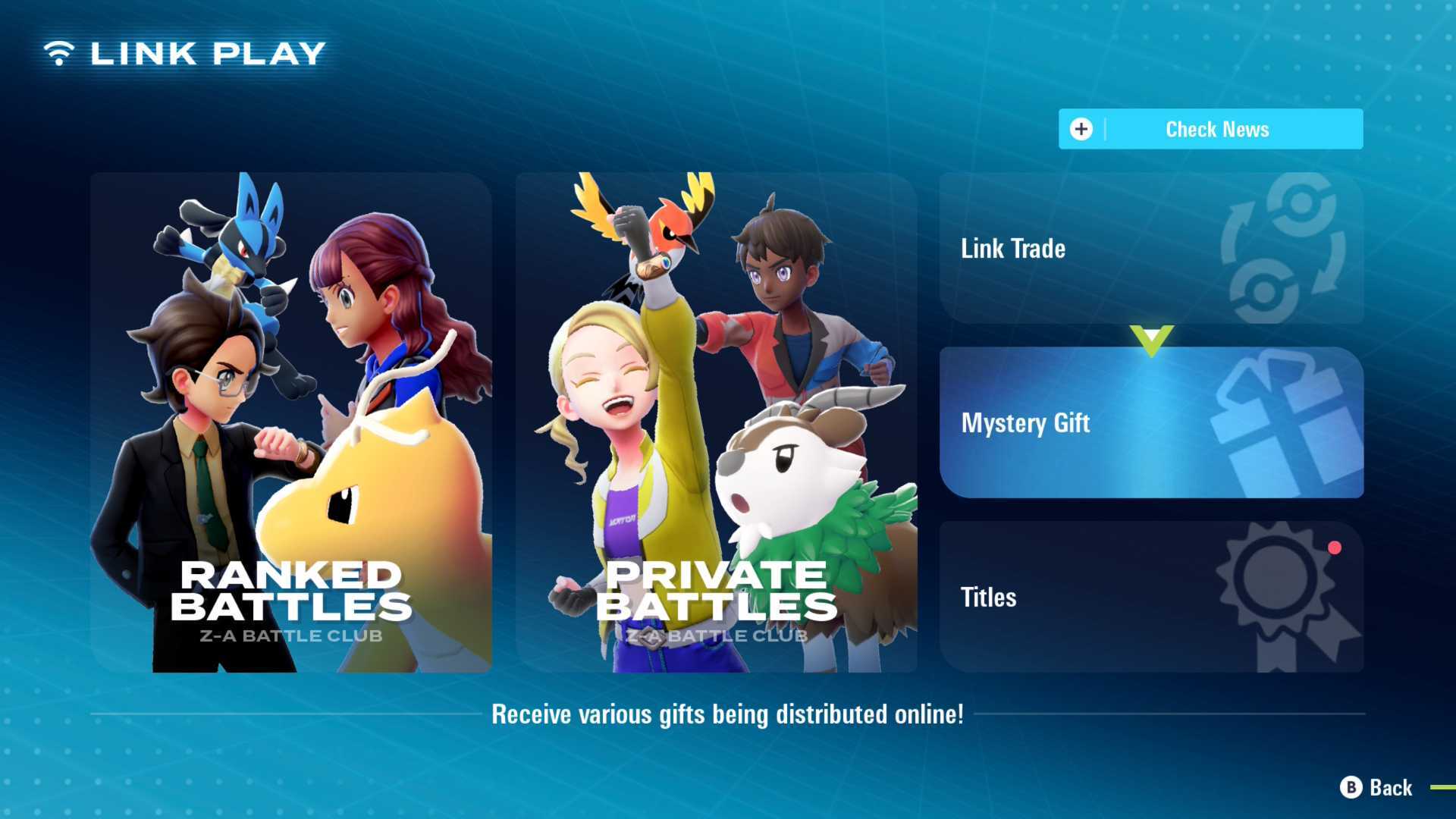 The Link Play menu