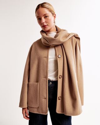 Abercrombie Removable Scarf Wool-Blend Coat