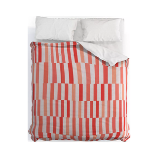 Coral striped comforter set