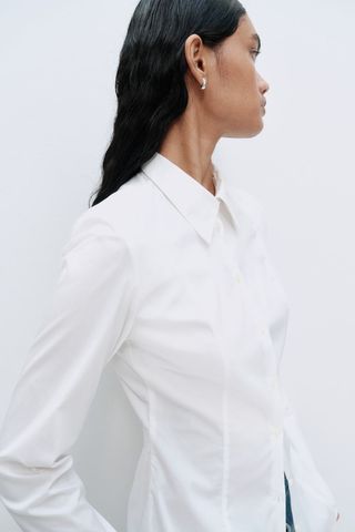 Tapered-Waist Shirt With Shoulder Pads