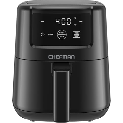 Chefman 2 Qt Mini Air Fryer – Digital Space-Saving Compact Air Fryer With Nonstick and Dishwasher Safe Basket, Quick & Easy Meals in Minutes, Features Digital Timer and Shake Reminder – Black