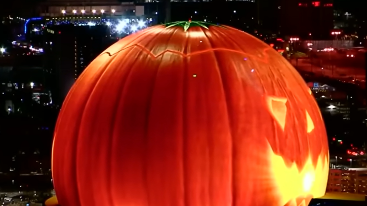 The Vegas Sphere turns into a jack-o-lantern for Halloween.
