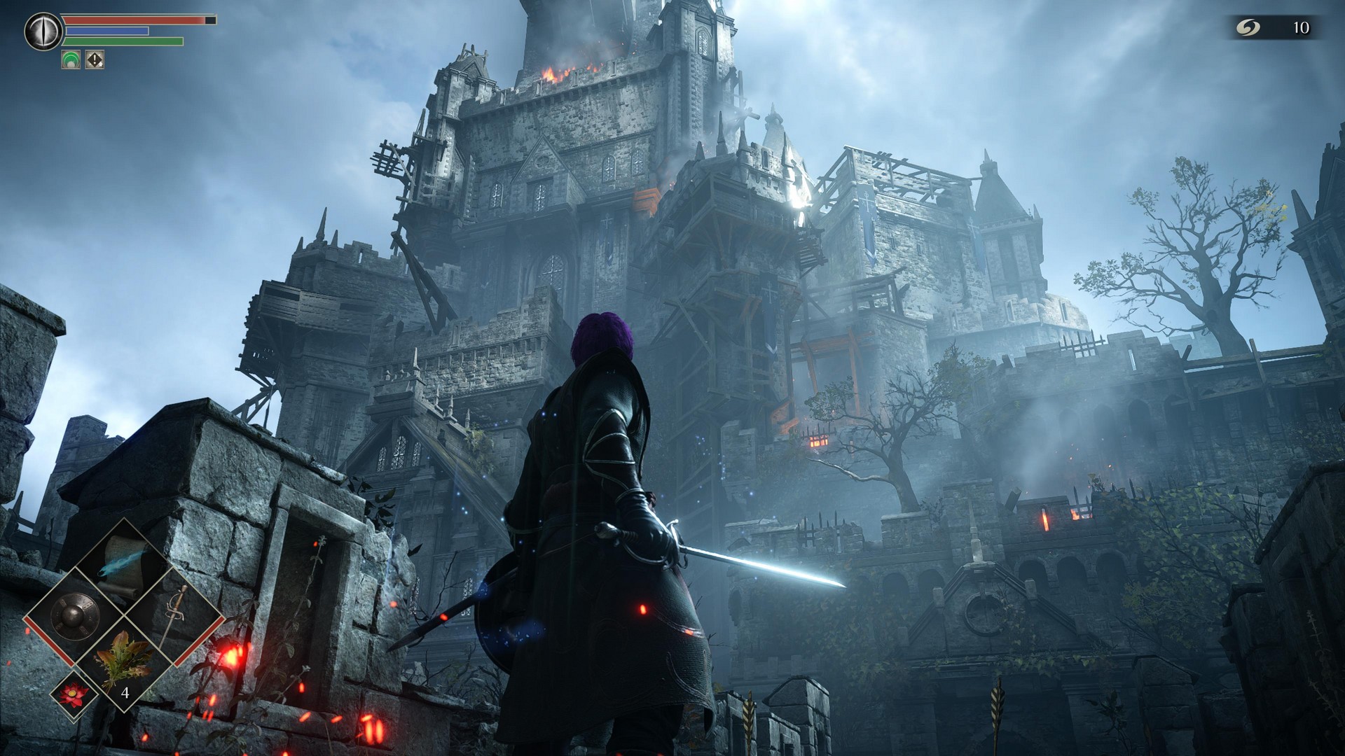 Looking up at the tutorial castle in Demon&#039;s Souls