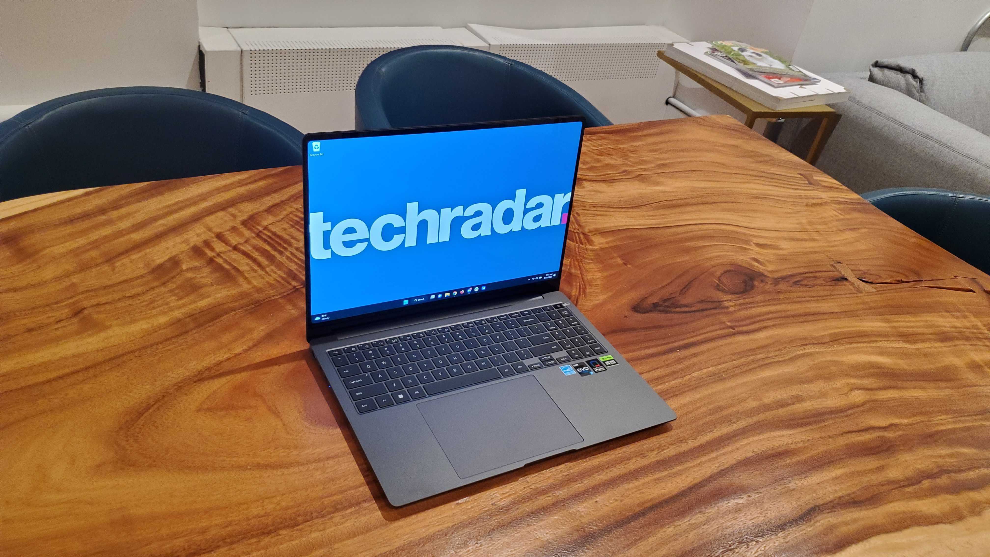 black Ultrabook open and techradar logo displayed