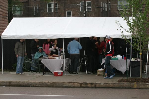 A few braved the rain for the street party