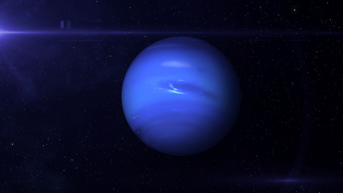 an illustration of Neptune in outer space