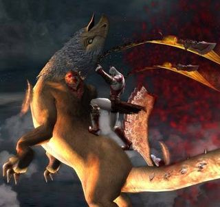 In addition to the familiar gameplay of the original God of War, the sequel features some interesting aerial combat sections.