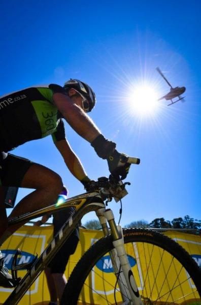Kevin Evans crosses the finish line at the Gravel Travel