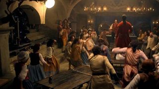 People inside Gaston's tavern
