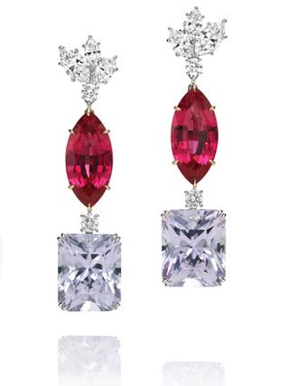 pink sapphire, spinel and diamonds Earrings