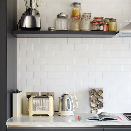 kitchen worktop with toaster and kettle