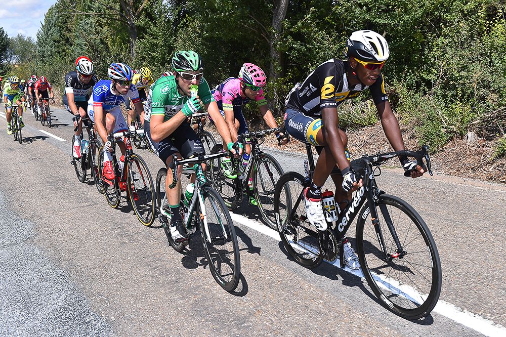 The breakaway in action during stage 18 of the Vuelta.