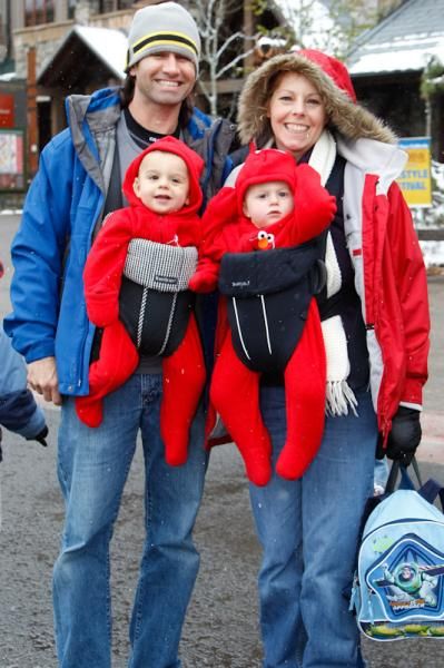 These one-year-old twins were delighted to be at the finish in Northstar.
