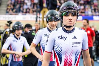 The British women prepare to race the team pursuit qualifier
