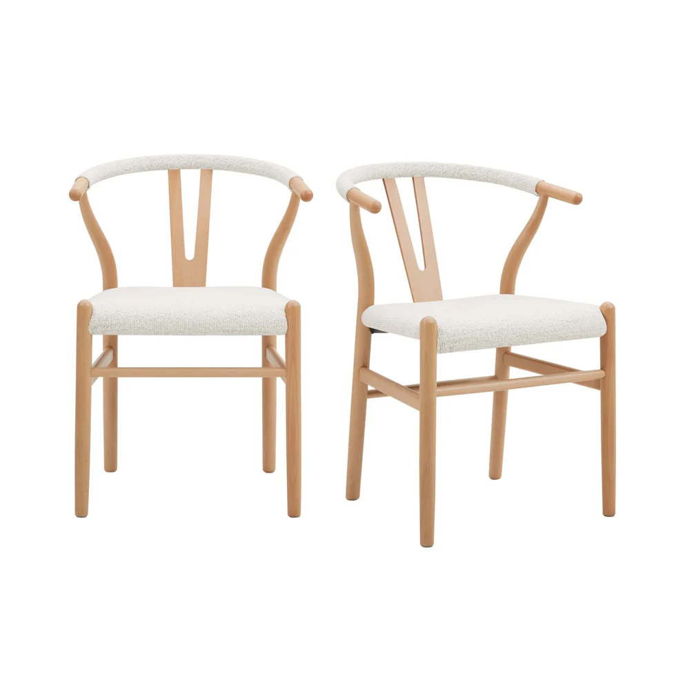 DUSK, Jade Set of 2 Dining Chairs - Ivory Boucle