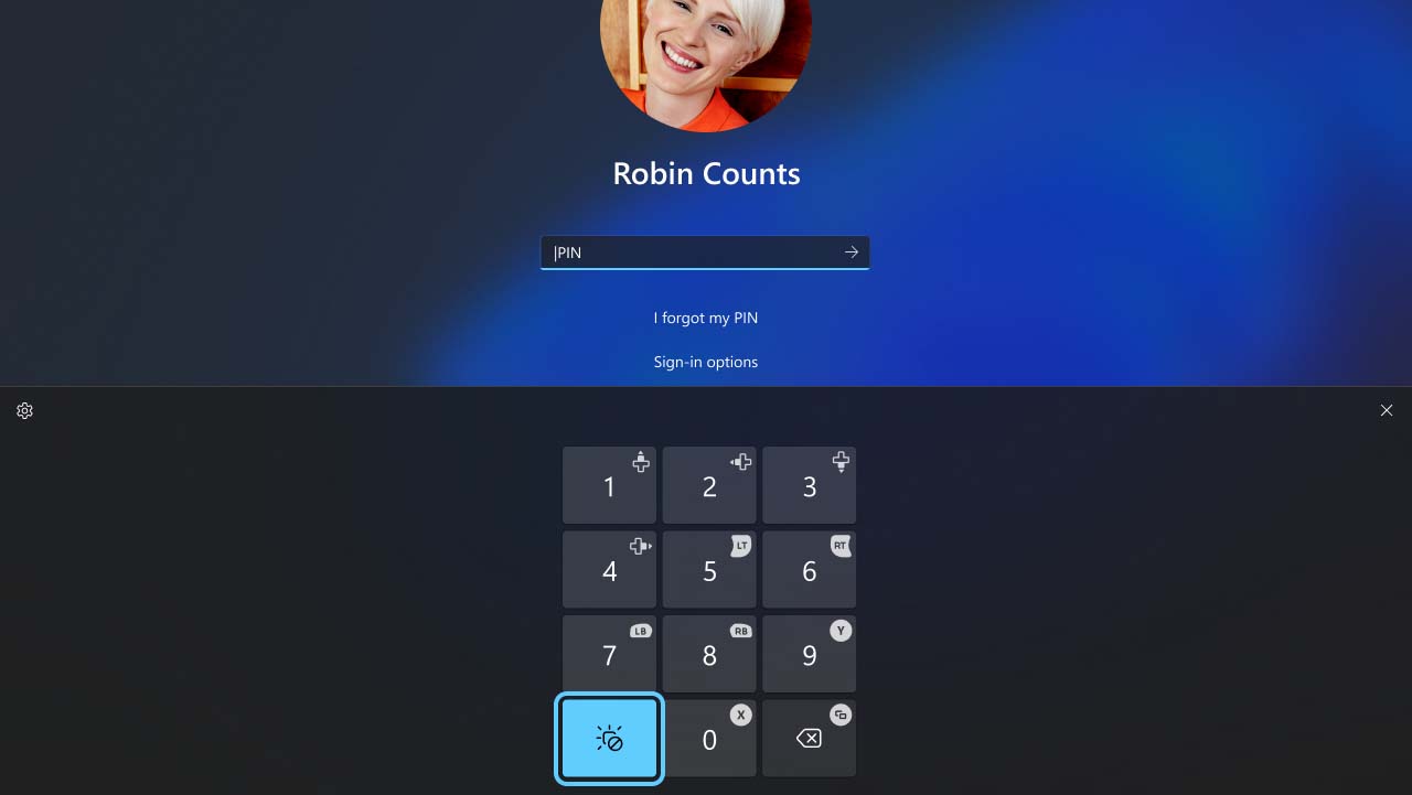 Screenshot of the new Windows gamepad mode pin menu with controller button assignments.