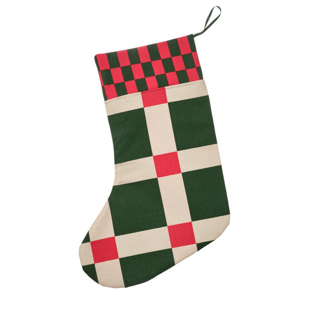 VINTERFINT Check Pattern Christmas Stocking, Multicolor