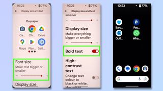Screenshot showing how to make text bigger on an Android phone