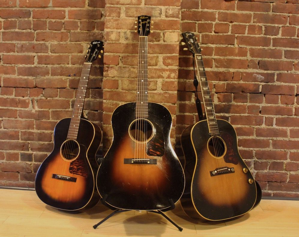 The GIbson Trilogy &mdash; '37 L-00, '42-43 J-45, and '55-58 J160E.
