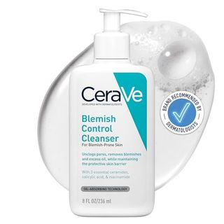 Cerave Blemish Control Face Cleanser With 2% Salicylic Acid & Niacinamide for Blemish-Prone Skin 236ml , Unscented