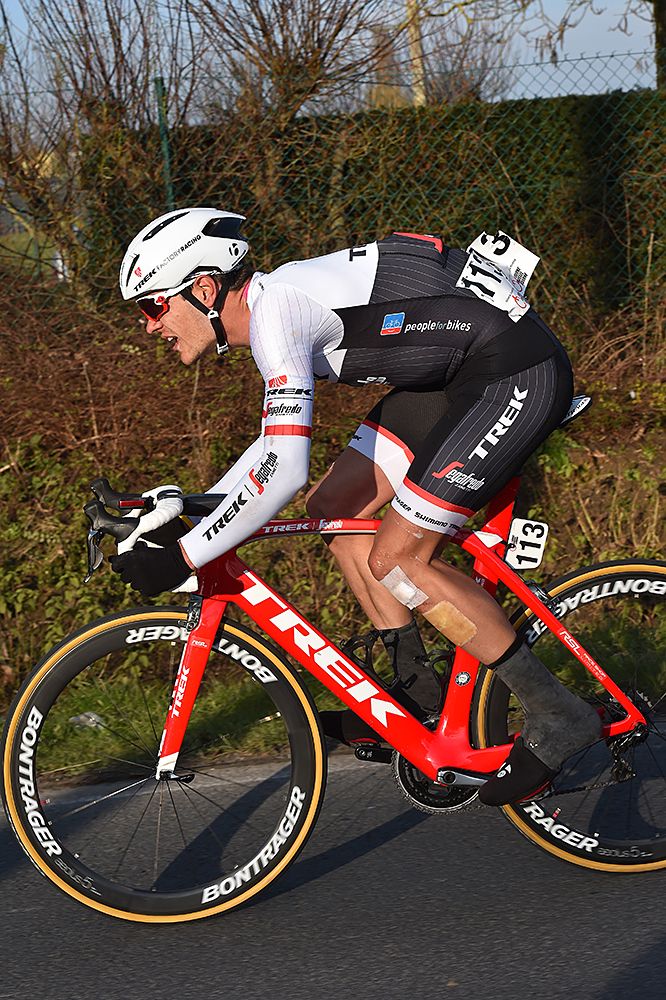 Jasper Stuyven (Trek-Segafredo) riding soloed to the win at Kuurne-Brussel-Kuurne