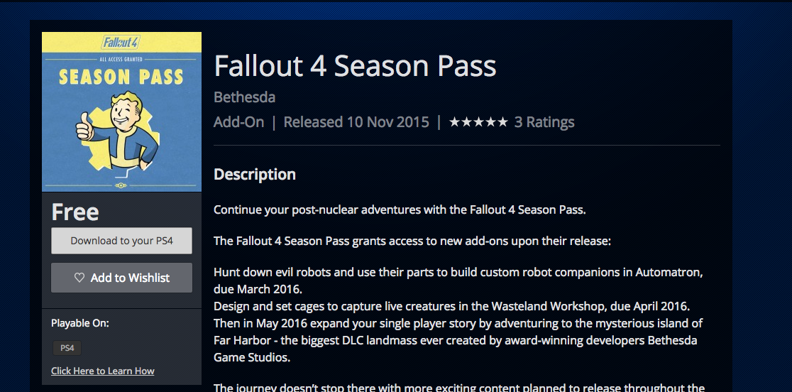 Update Page Has Been Taken Down Quick Fallout 4 S Season Pass
