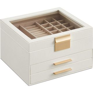 SONGMICS Jewelry Box with Glass Lid