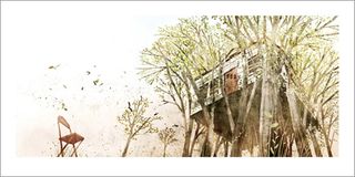 Klassen's beautiful illustrations complement Ted Kooser's story House Held up by Trees perfectly