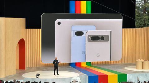 Google Pixel portfolio at Google IO 2023 including Pixel Tablet, Pixel Fold, and Pixel 7a