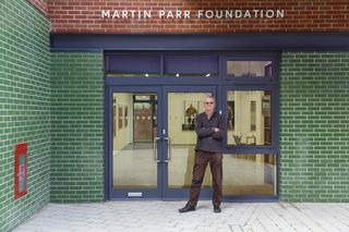 Martin Parr outside the Foundation at Paintworks, Bristol