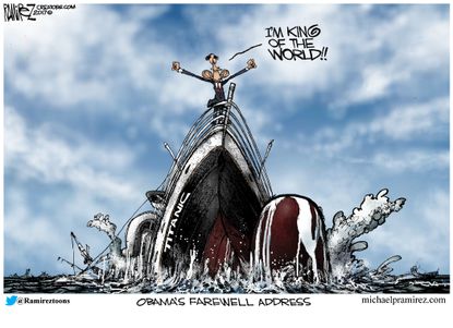 Political cartoon U.S. Obama farewell