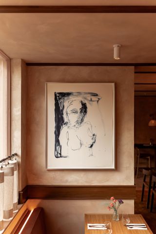 Tracey Emin self portrait in restaurant