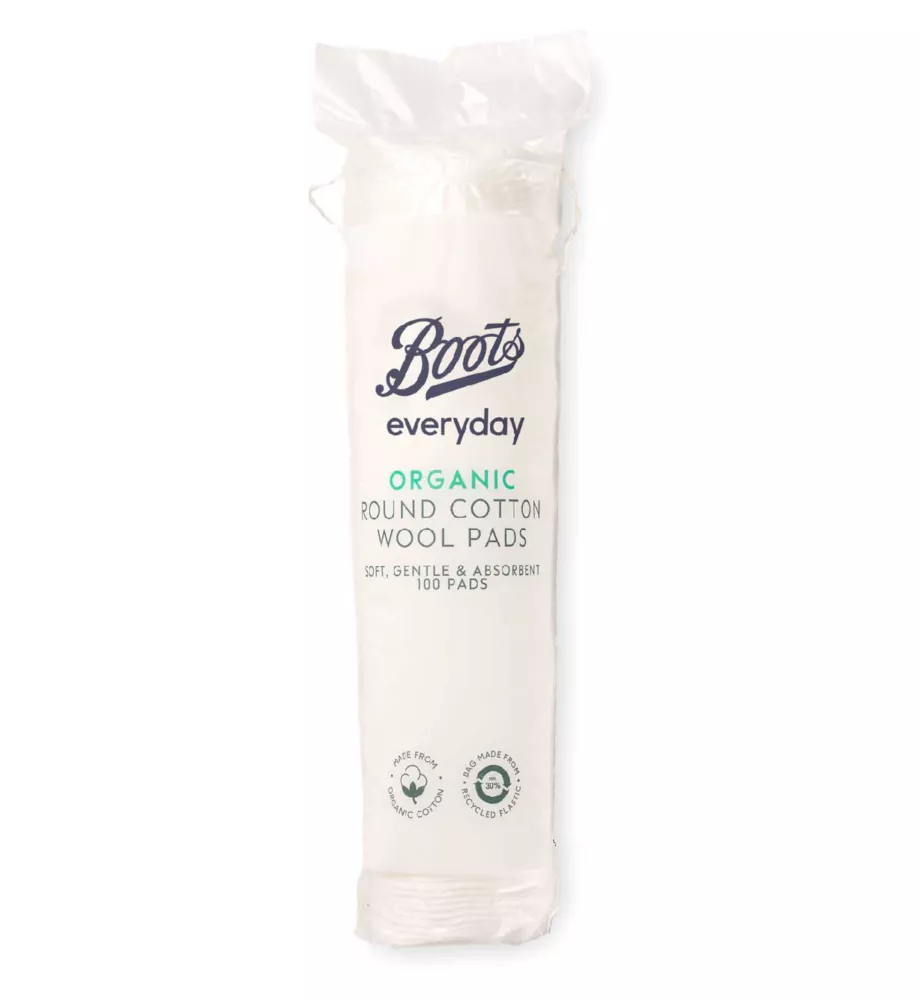 Boots Everyday Organic Cosmetic Round Cotton Wool Pads 100 Pads