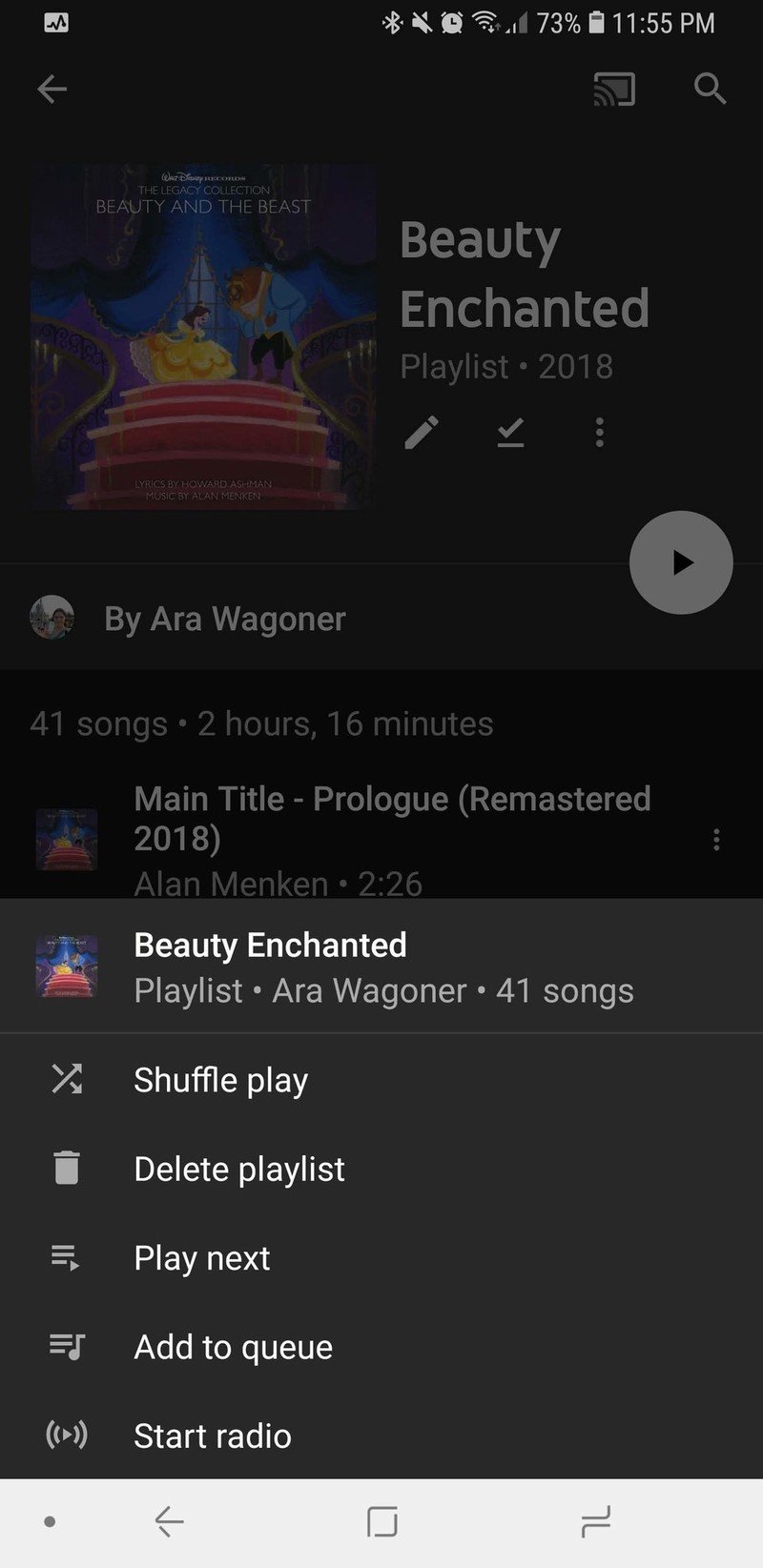 Playlist options