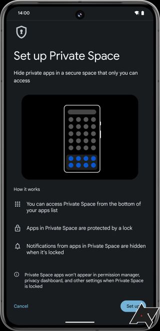 Android 14 QPR2 beta 2 Private space set-up