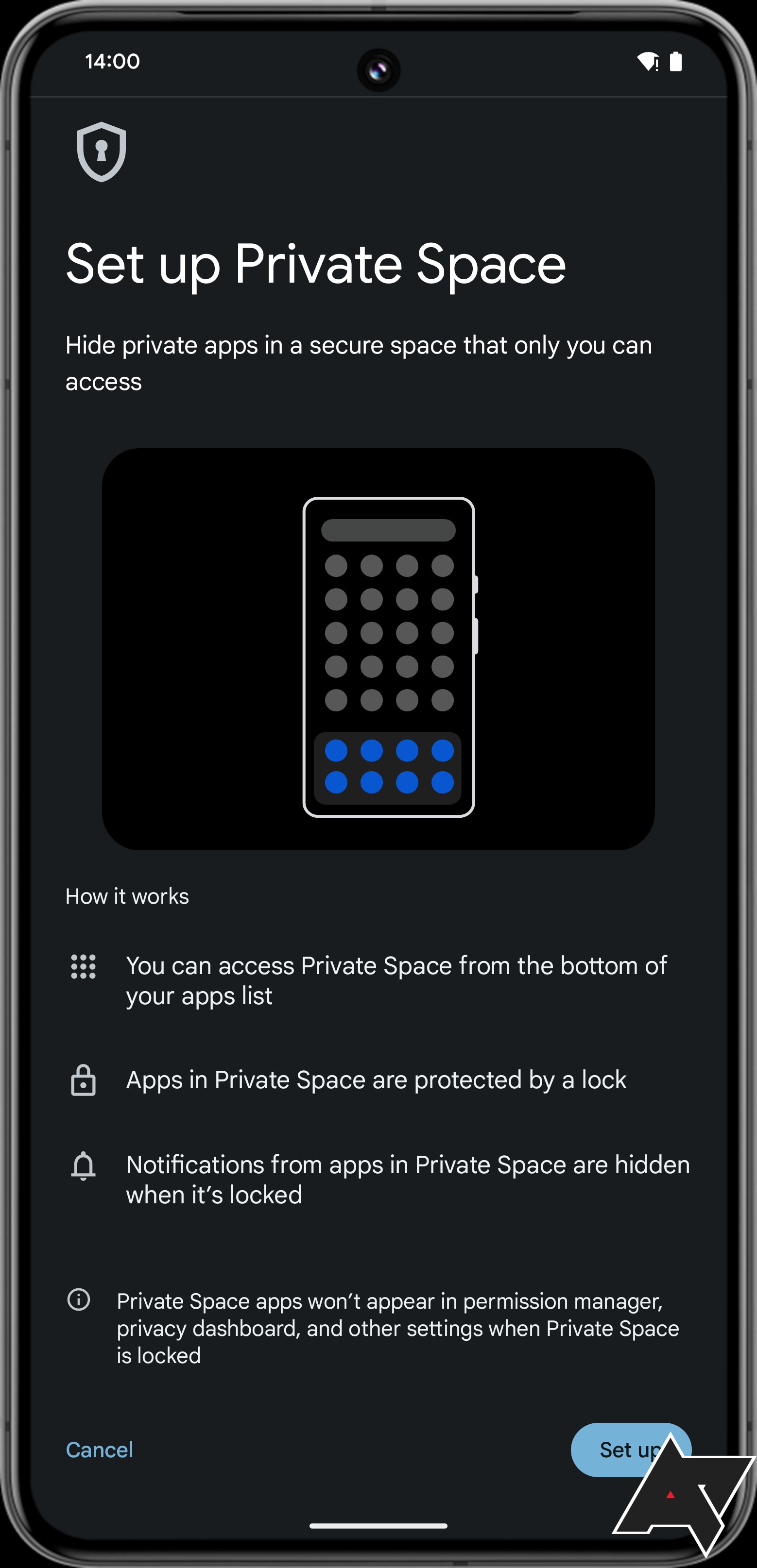 Android 14 QPR2 beta 2 Private space set-up