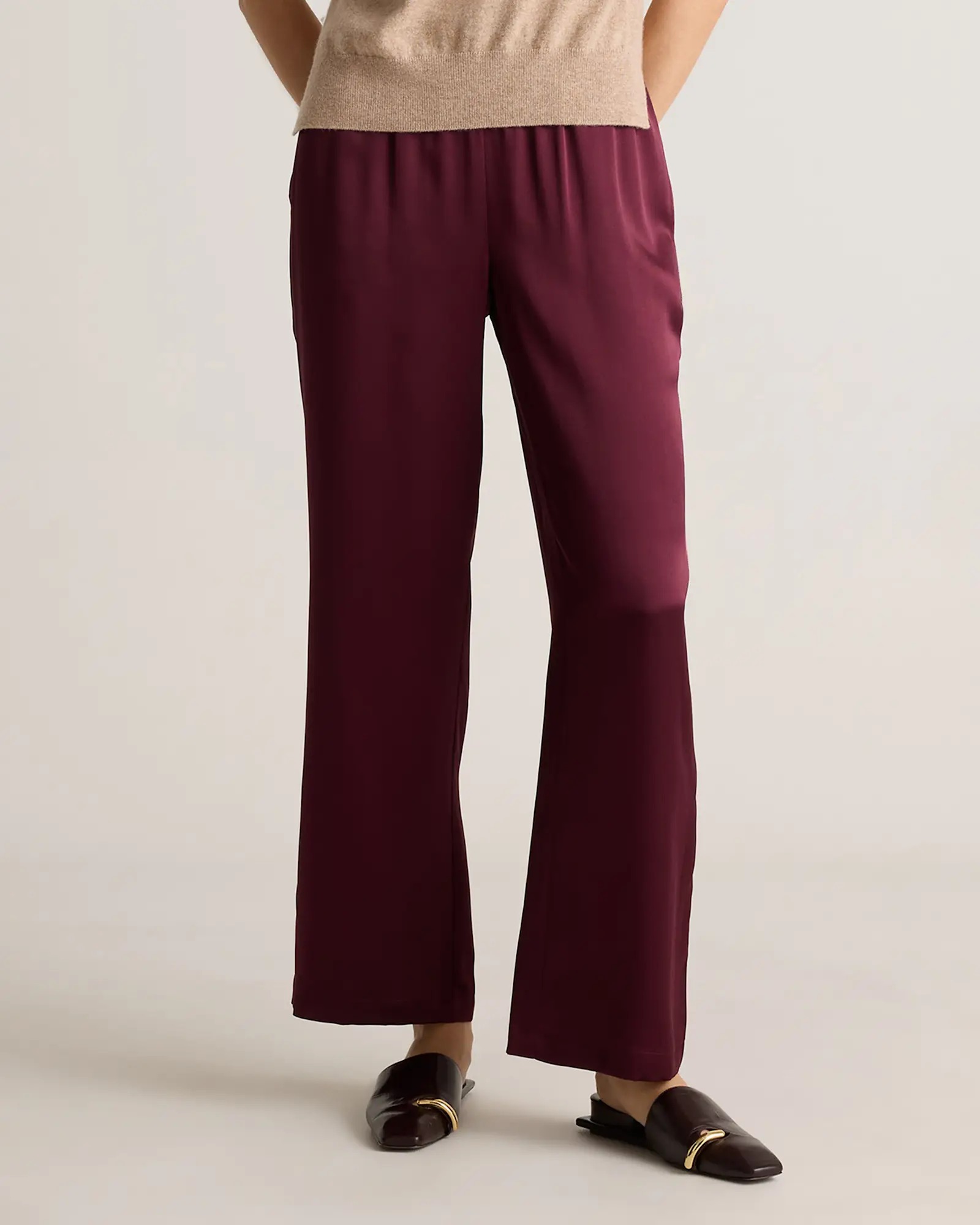 Quince, 100% Washable Silk Drawstring Wide Leg Pants