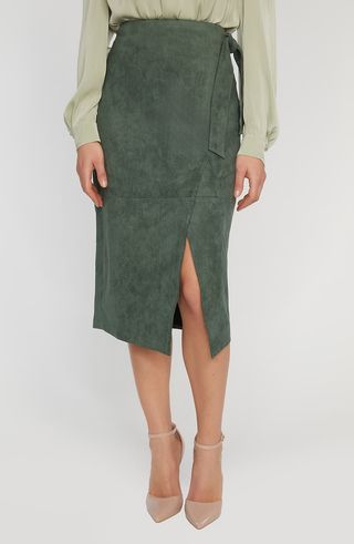 The Danica Faux Wrap Faux Suede Skirt