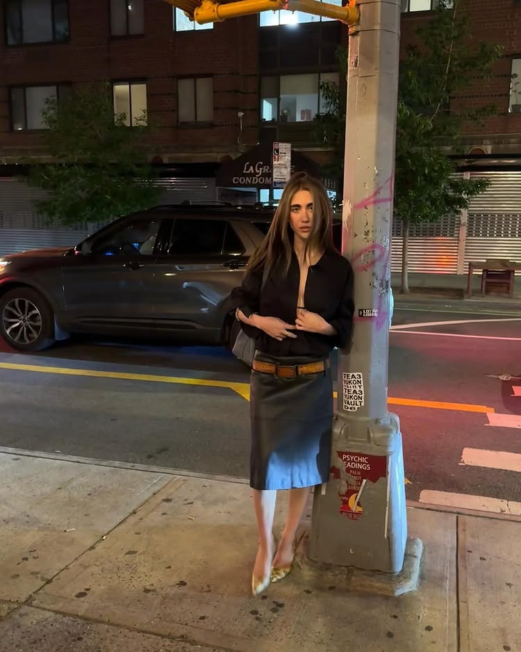 Cheyenne Grenaway wearing a chic outfit on the streets of New York.