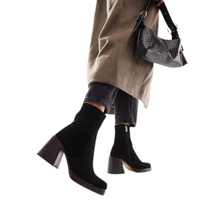 ASOS DESIGN Region suede mid-heel boots in black,
