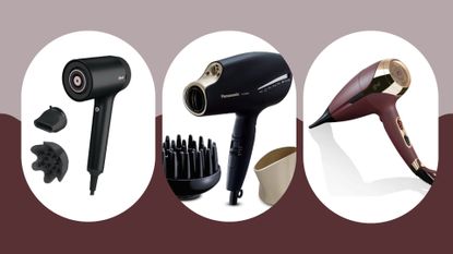 composite of three best hair dryers for fine hair included in woman&home guide