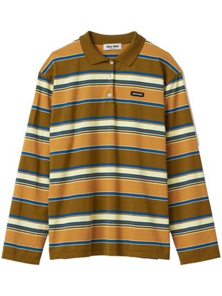 Miu Miu, Striped Cotton Polo Shirt